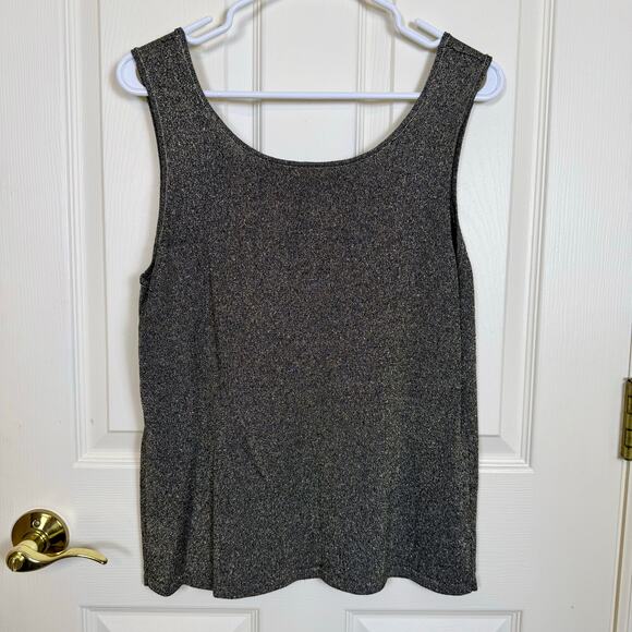 Chico’s Gold Metallic Shimmer Tank Top Sleeveless Scoop Neck Silk Blend 3 / XL - Picture 4 of 5